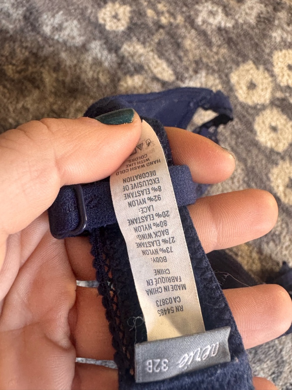 aerie Navy Lace-Trim Wireless Bra - Picture 6 of 6